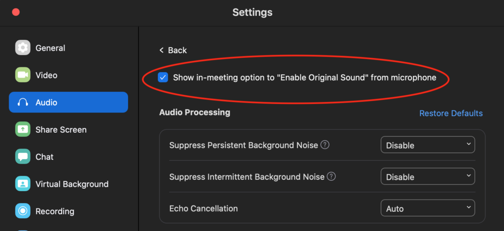 zoom for mac sound output